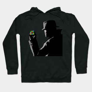 Neo Noir Detective holding colored Cube Hoodie